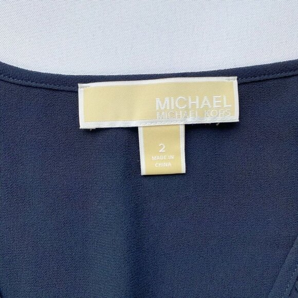 MICHAEL MICHAEL KORS NAVY DOTS APPLIQUE V-NECK SLEEVELESS MAXI DRESS - 2 - Picture 7 of 10